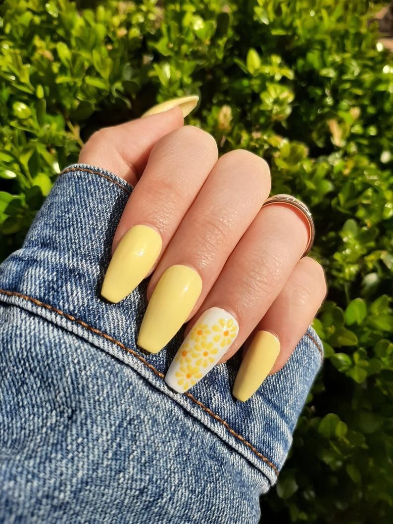 Yellow Floral Nail Art